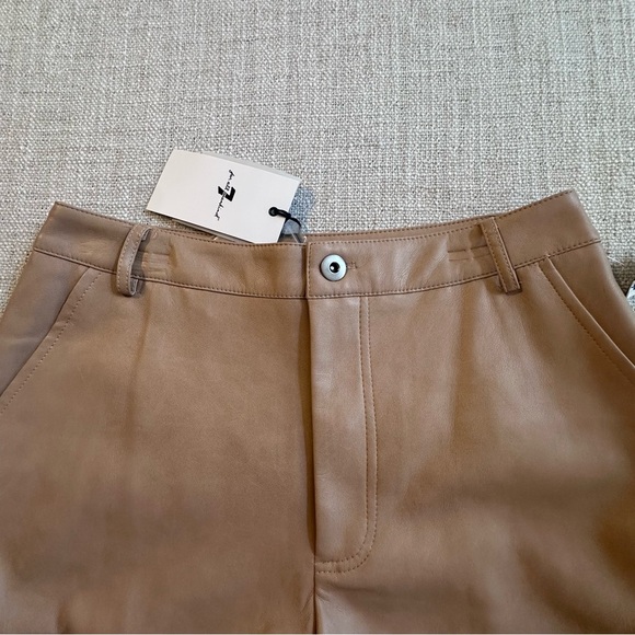 New 7 FOR ALL MANKIND Faux Leather Cargo Pants Vegan Tan Drawstring Ankle Wmn S - Picture 3 of 16